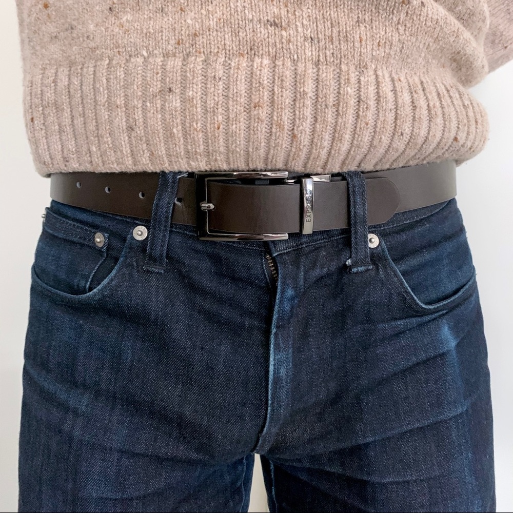 Express Reversible Black Brown Leather Belt 39" Classic Business Casual Wedding